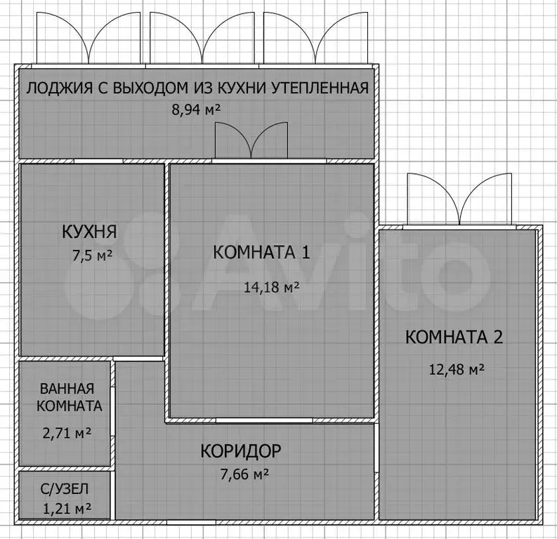 2-к. квартира, 46,1 м, 2/9 эт. - Фото 0