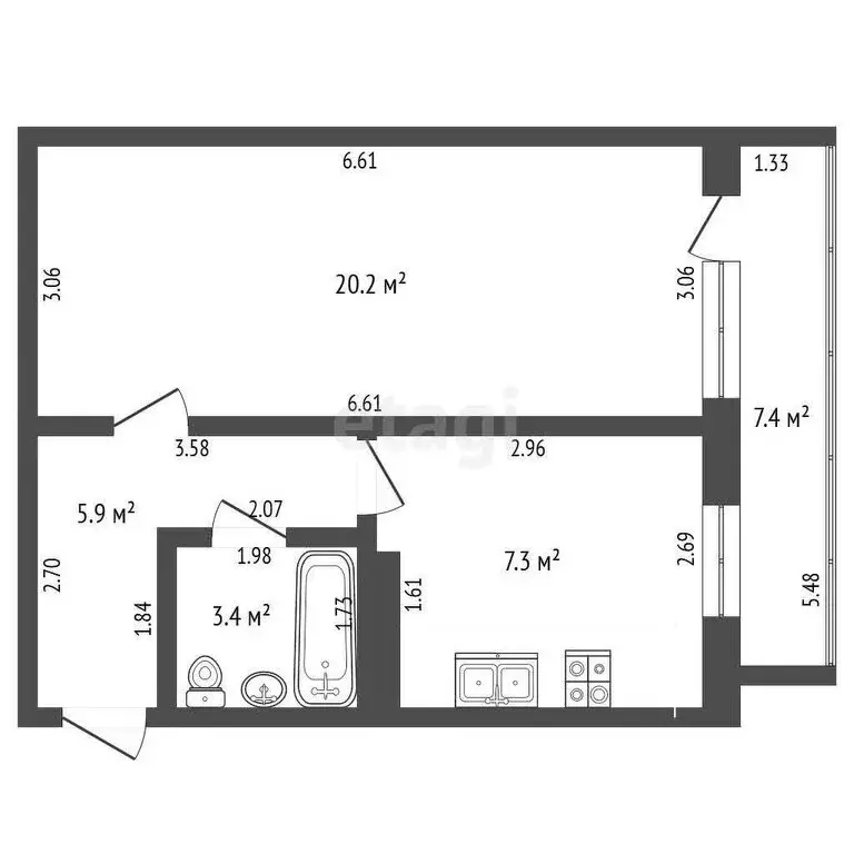 1-комнатная квартира: Стерлитамак, улица Артёма, 108 (37.1 м) - Фото 1