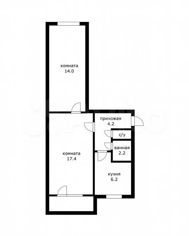 2-к. квартира, 45,8 м, 5/5 эт. - Фото 0