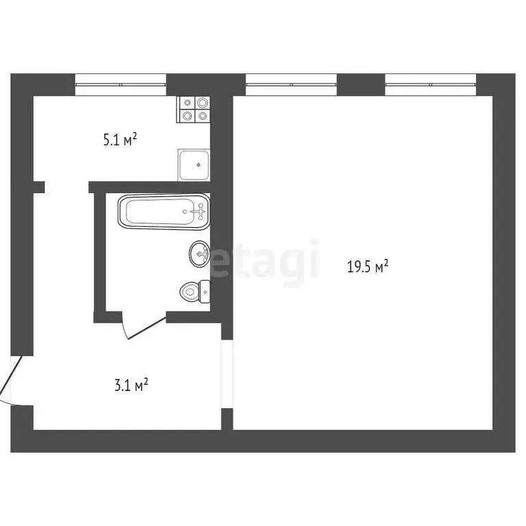 1-комнатная квартира: Выкса, микрорайон Гоголя, 1 (31 м) - Фото 0