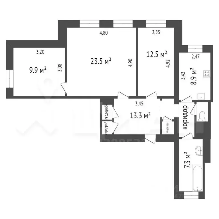 3-к кв. Санкт-Петербург ул. Ткачей, 17 (80.0 м) - Фото 1