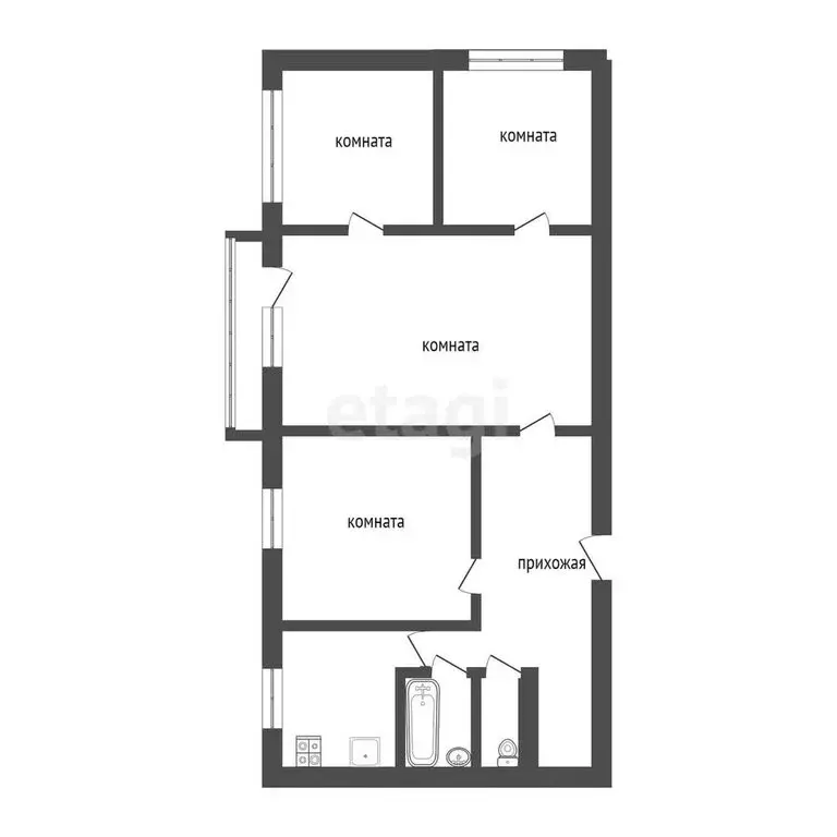 4-комнатная квартира: Кыштым, улица Ленина, 25А (61.6 м) - Фото 1