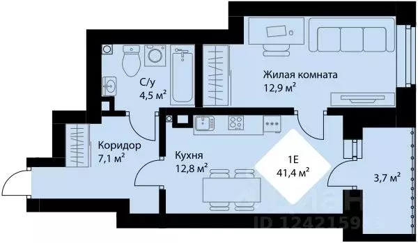 1-к кв. Свердловская область, Екатеринбург Эльмаш жилрайон, Веер Парк ... - Фото 0