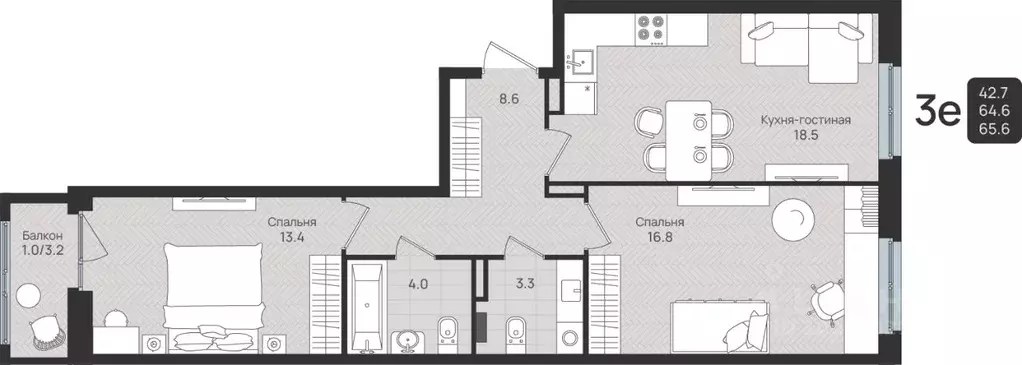 3-к кв. Пермский край, Пермь ул. Космонавта Беляева, 210 (65.6 м) - Фото 1
