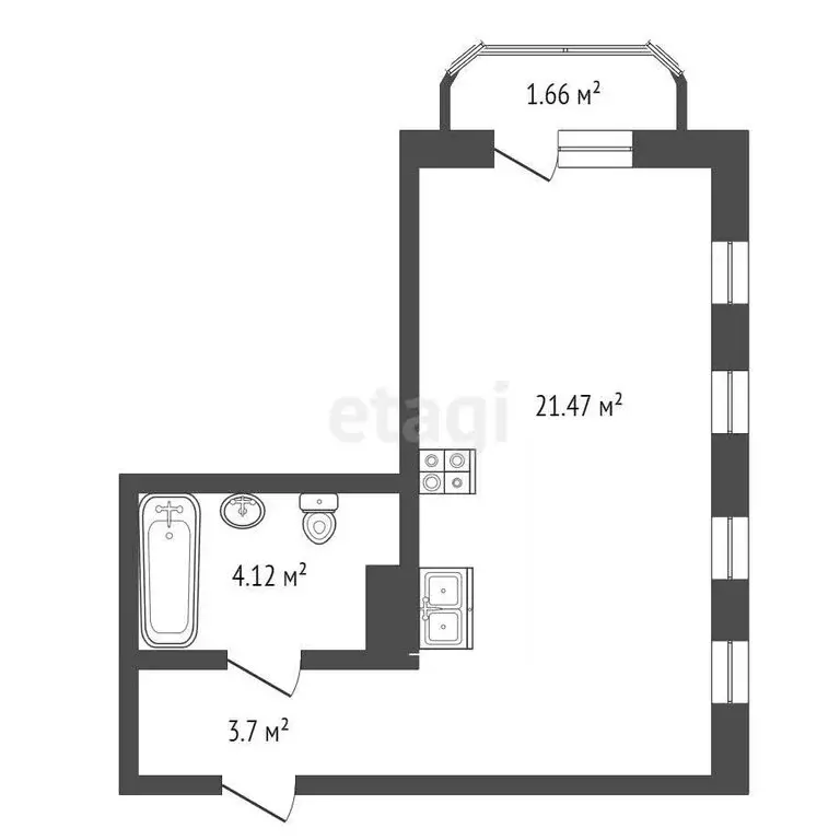 Квартира-студия: Тюмень, улица Вадима Бованенко, 7 (30.95 м) - Фото 0