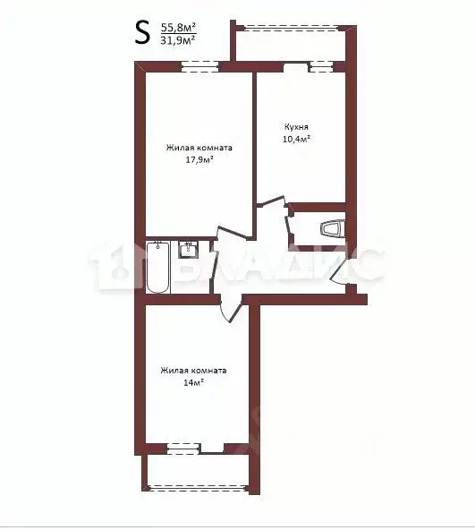 2-к кв. Брянская область, Брянский район, Снежское с/пос, пос. Путевка ... - Фото 2