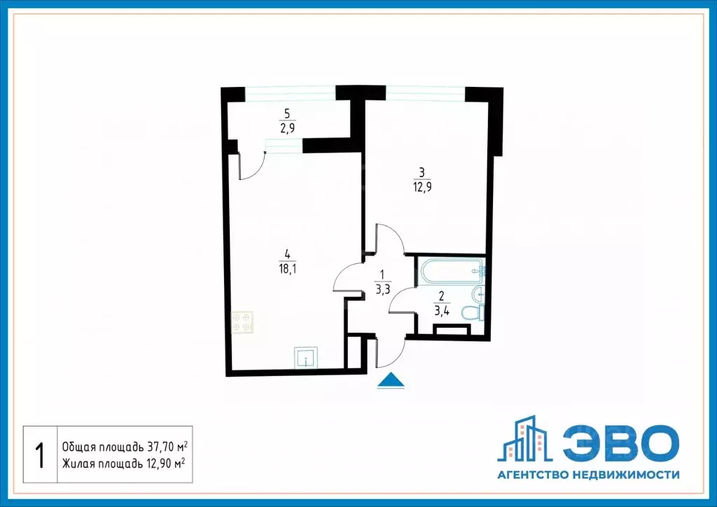 1-к кв. Ленинградская область, Мурино Всеволожский район, просп. ... - Фото 2