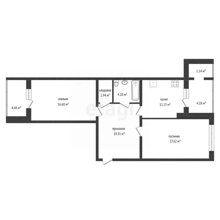 2-к кв. Красноярский край, Красноярск ул. Юшкова, 36Д (72.0 м) - Фото 2