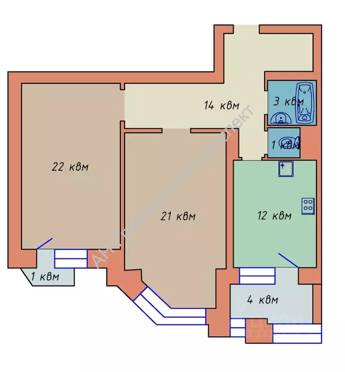2-к кв. Санкт-Петербург Гражданский просп., 24 (76.0 м) - Фото 2