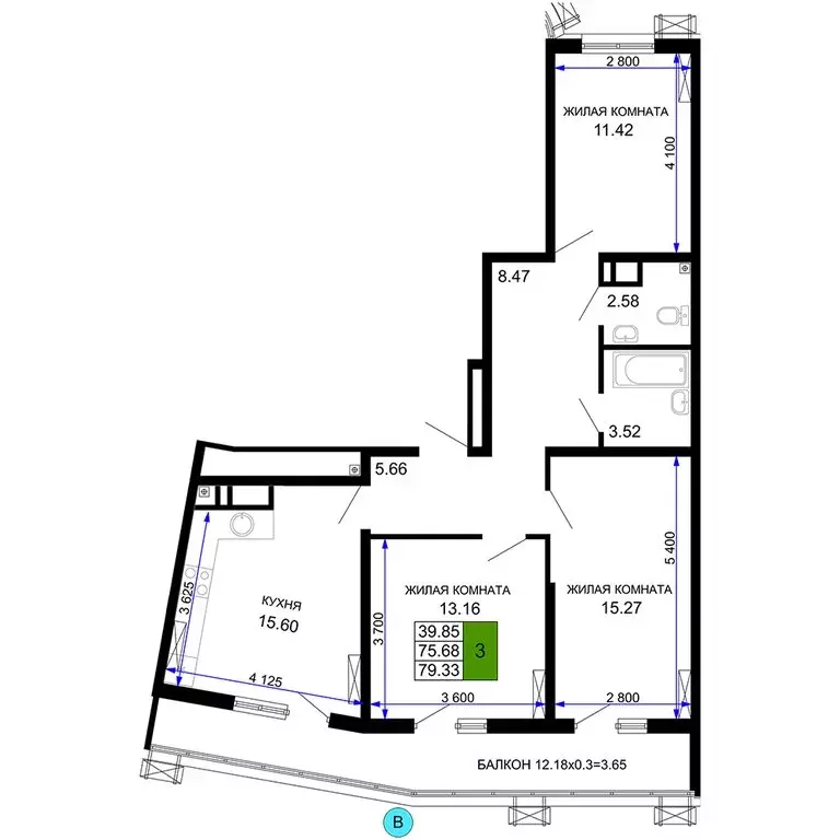 3-комнатная квартира: Краснодар, Воронежская улица, 47/10 (78.83 м) - Фото 0