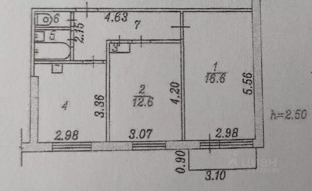 2-к кв. Кемеровская область, Новокузнецк ул. Новоселов, 46 (49.3 м) - Фото 0