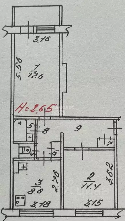 2-к кв. Ямало-Ненецкий АО, Ноябрьск ул. Ленина, 44 (52.0 м) - Фото 1