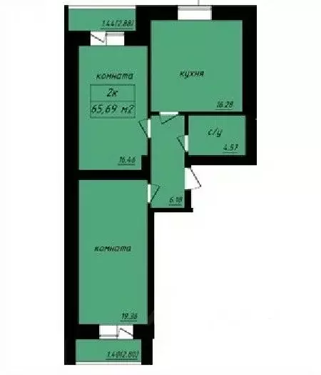 2-к кв. Владимирская область, Муром Карачаровское ш, 17 (65.69 м) - Фото 0