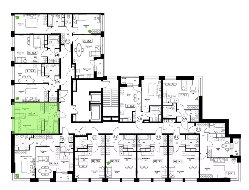 Студия Московская область, Пушкино Пушкино Град жилой комплекс (29.1 ... - Фото 2