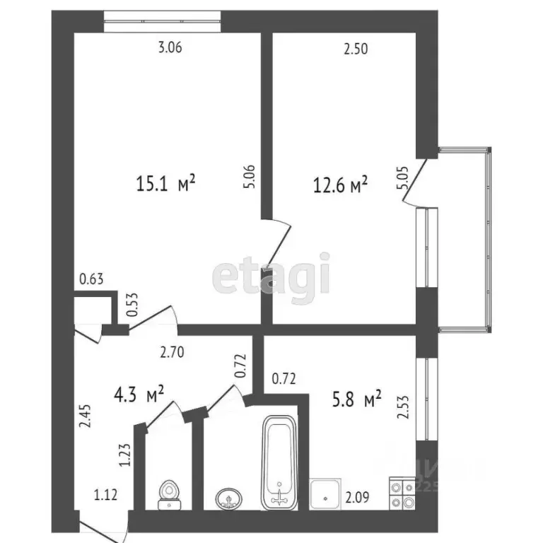 2-к кв. Удмуртия, Ижевск ул. Оружейника Драгунова, 54 (47.0 м) - Фото 0