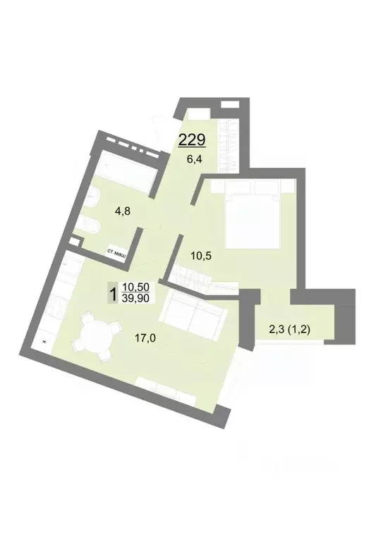 1-к кв. Свердловская область, Екатеринбург ул. Металлургов, 63/1 (39.9 ... - Фото 1