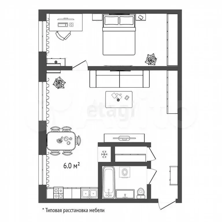 2-к. квартира, 43,1 м, 2/5 эт. - Фото 0