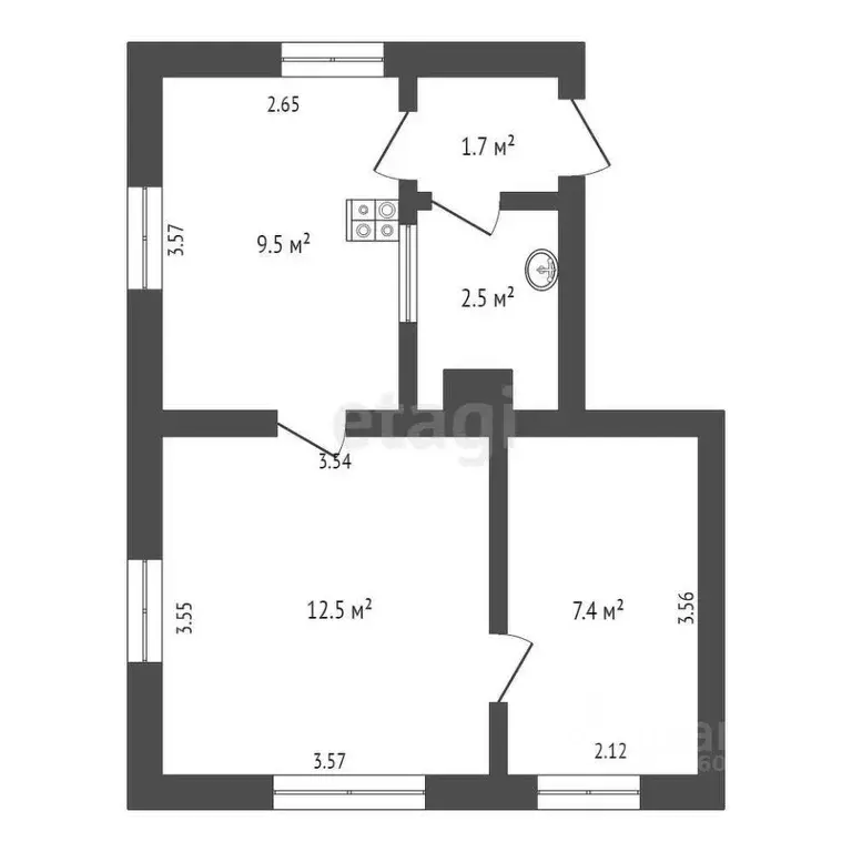 2-к кв. Крым, Джанкой ул. Промышленная, 22 (33.6 м) - Фото 2