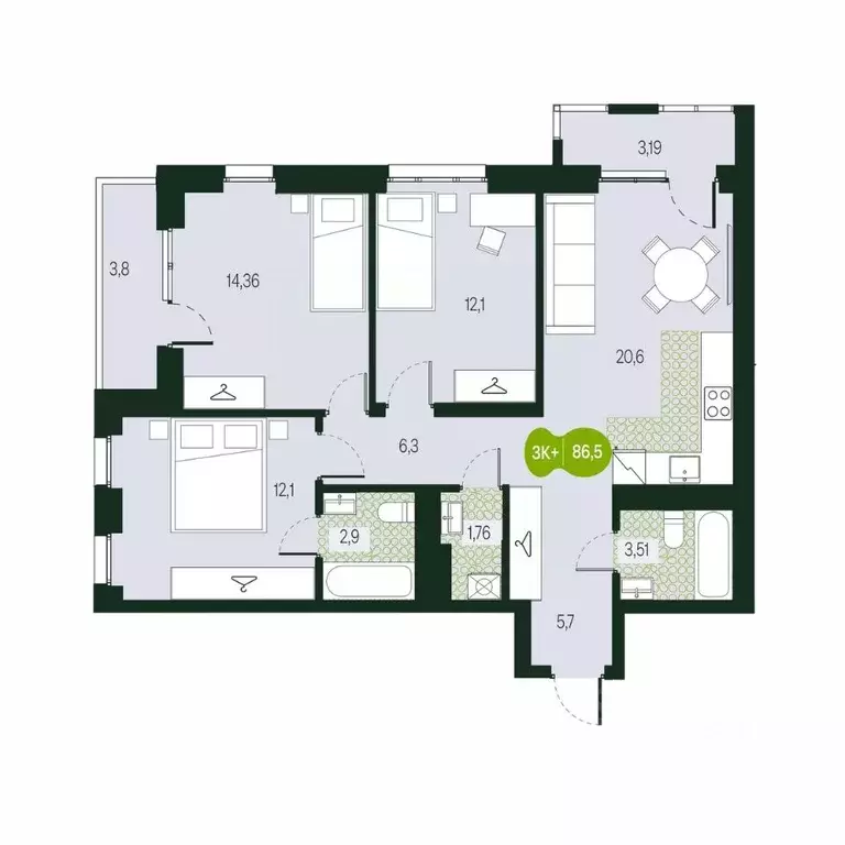 4-к кв. Забайкальский край, Чита Каштакский мкр,  (86.5 м) - Фото 0