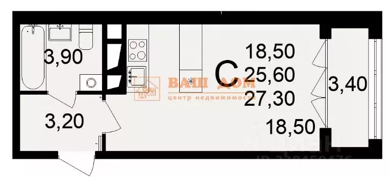 Студия Тульская область, Тула пос. Горелки, Большая ул., 6/1 (27.3 м) - Фото 2