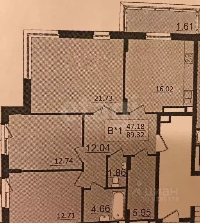 3-к кв. Татарстан, Казань ул. Генерала Ерина, 13к1 (86.0 м) - Фото 2