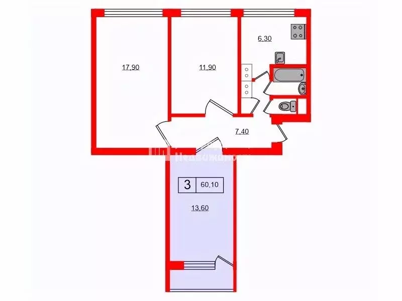 Комната Санкт-Петербург ул. Стойкости, 27 (13.6 м) - Фото 1