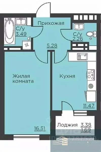 1-к кв. Воронежская область, Воронеж ул. Ломоносова, 116Б (40.7 м) - Фото 0