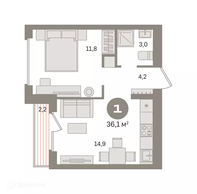 Продаётся 1-к квартира, 36.09 м - Фото 0