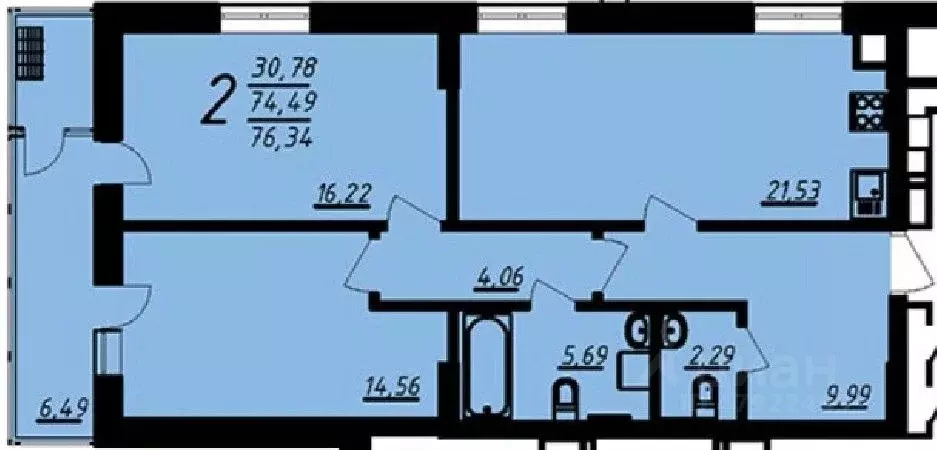 2-к кв. Воронежская область, Воронеж Донбасская ул., 25к2 (75.35 м) - Фото 0