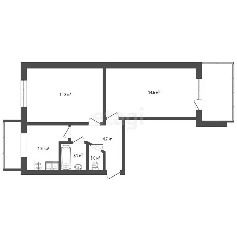 2-комнатная квартира: Нальчик, улица Кешокова, 55 (48.2 м) - Фото 1