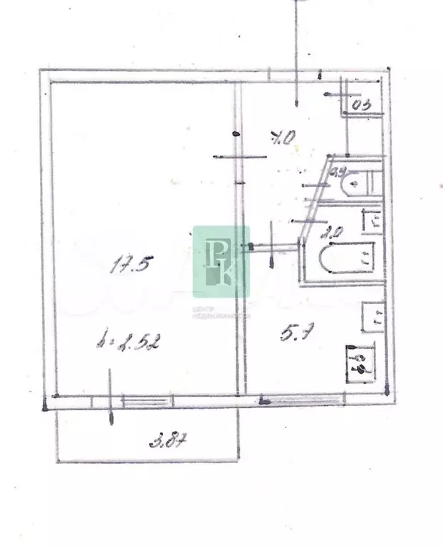 1-к. квартира, 31,6 м, 2/5 эт. - Фото 0