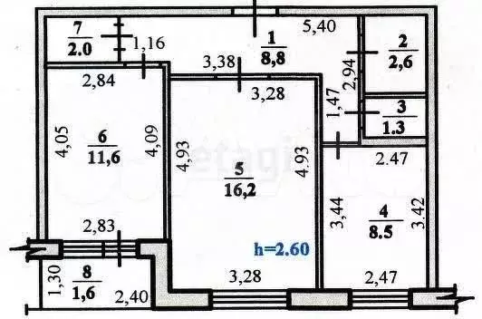 2-к. квартира, 51 м, 4/9 эт. - Фото 1