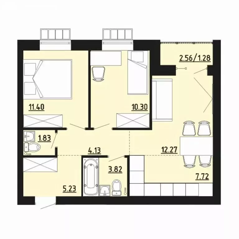 3-комнатная квартира: Челябинская область, Южноуральск (58 м) - Фото 1