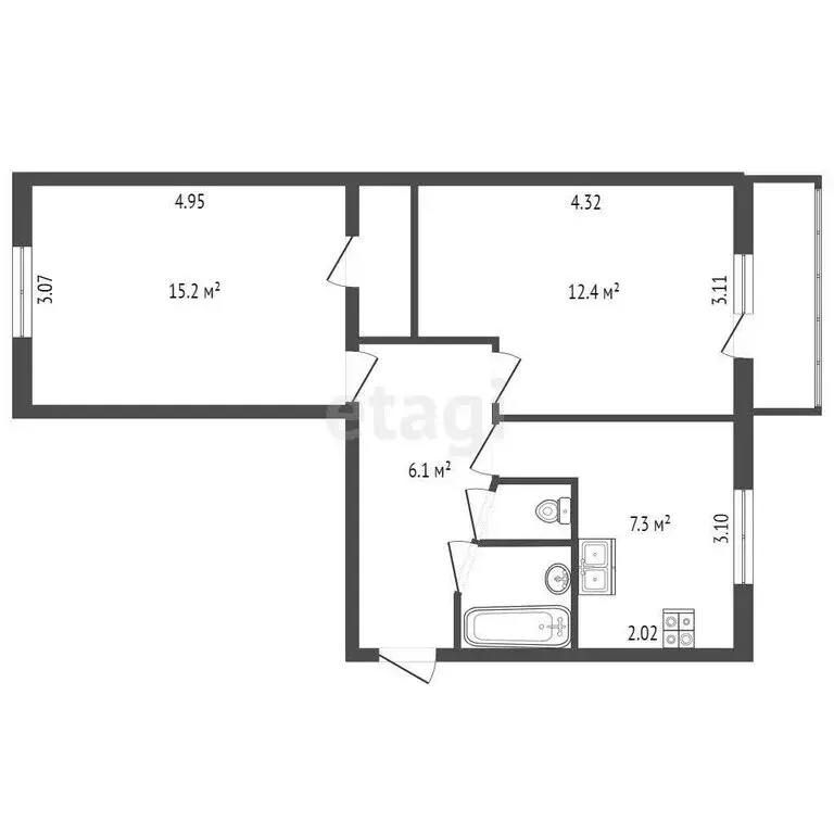 2-комнатная квартира: Терволово, Ленинградская улица, 6 (45.4 м) - Фото 0