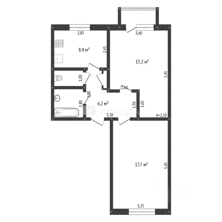 2-к кв. Кемеровская область, Мыски ул. Энергетиков, 18 (52.5 м) - Фото 2