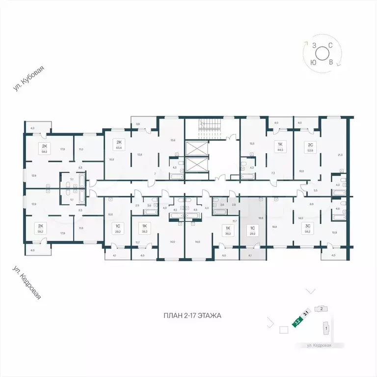 Квартира-студия, 29,2 м, 14/17 эт. - Фото 1
