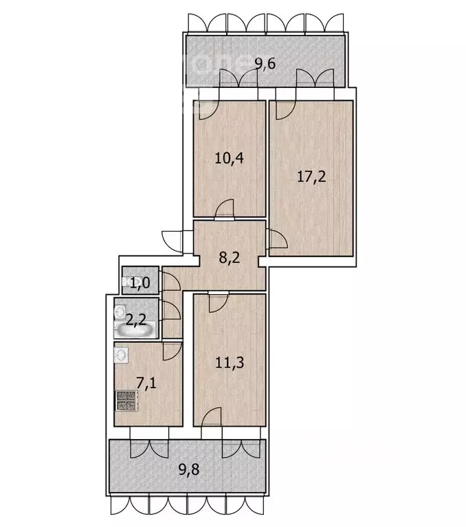 3-к кв. Крым, Ялта пер. Карла Либкнехта, 1 (76.8 м) - Фото 1