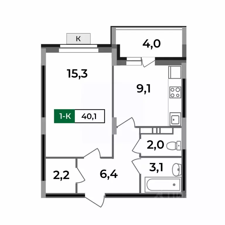1-к кв. Владимирская область, Ковров Еловая ул., 82 (40.1 м) - Фото 0