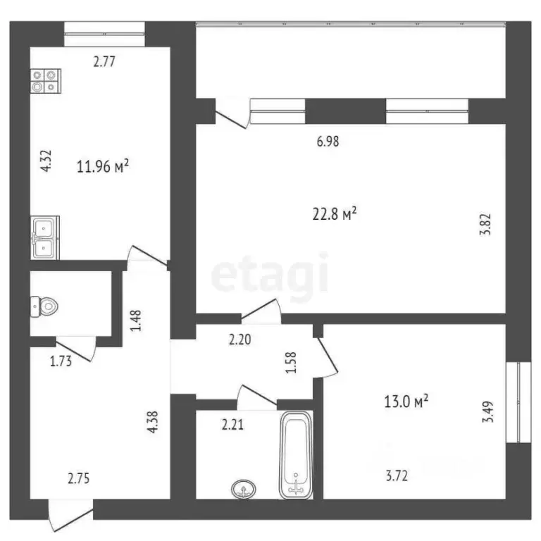 2-к кв. Тюменская область, Тюмень ул. Пермякова, 23/1 (70.5 м) - Фото 1