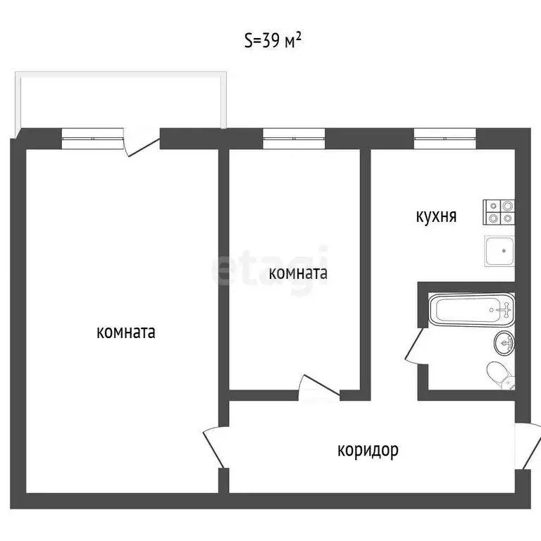 2-комнатная квартира: Ялуторовск, Ишимская улица, 140 (39 м) - Фото 1