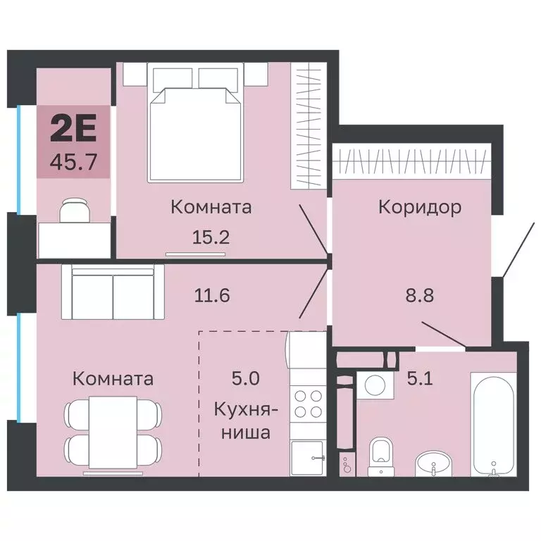 2-комнатная квартира: Пермь, Парковый проспект, 24 (45.7 м) - Фото 0