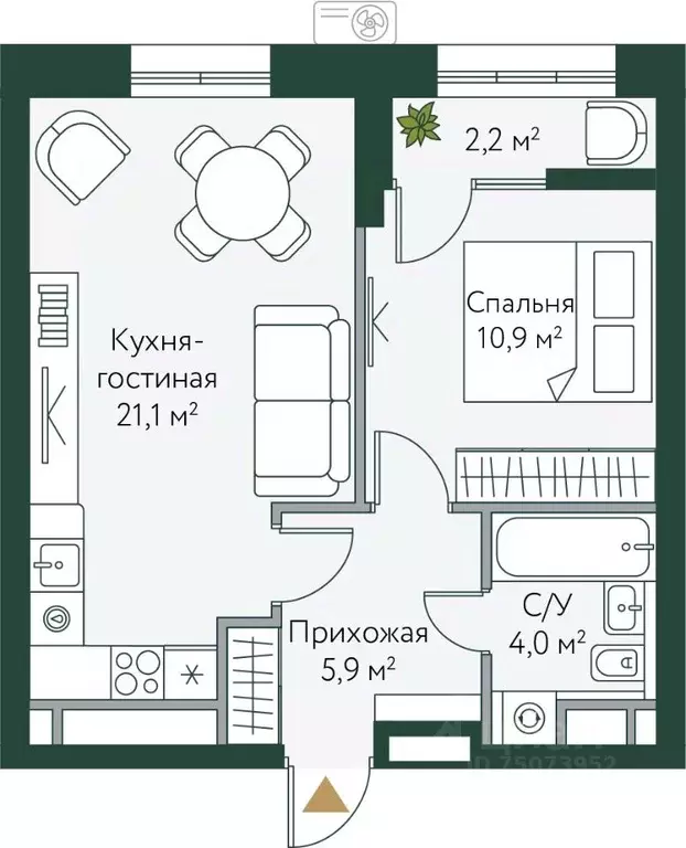 1-к кв. Волгоградская область, Волгоград Новосибирская ул., 74 (44.1 ... - Фото 0