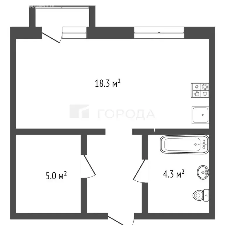 1-комнатная квартира: посёлок Садовый, Спортивная улица, 36/1 (32.3 м) - Фото 0
