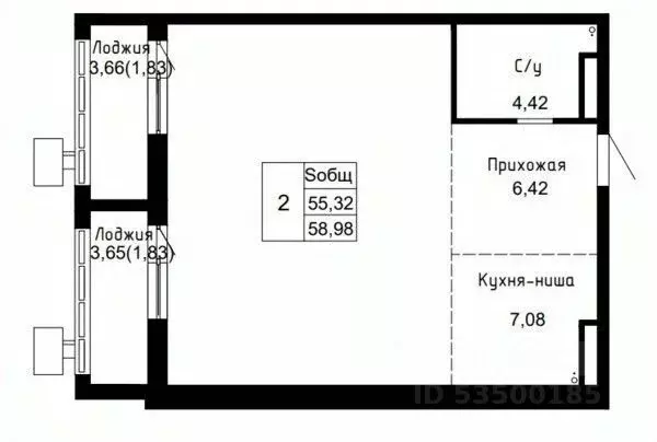 2-к кв. Приморский край, Артем  (58.98 м) - Фото 1