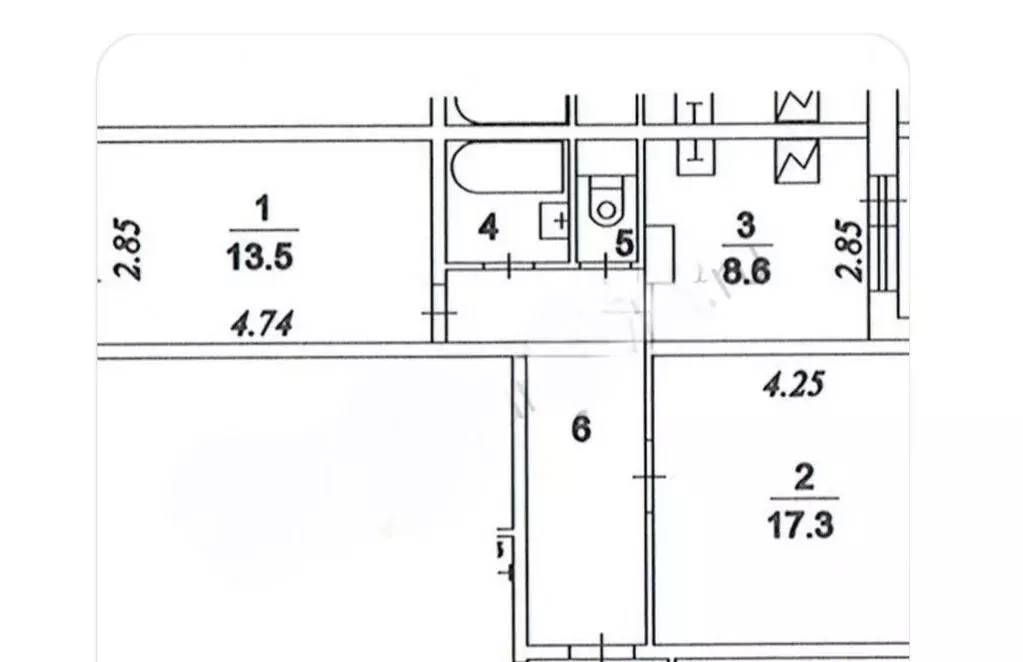 2-к кв. Москва Домодедовская ул., 6К2 (51.0 м) - Фото 1