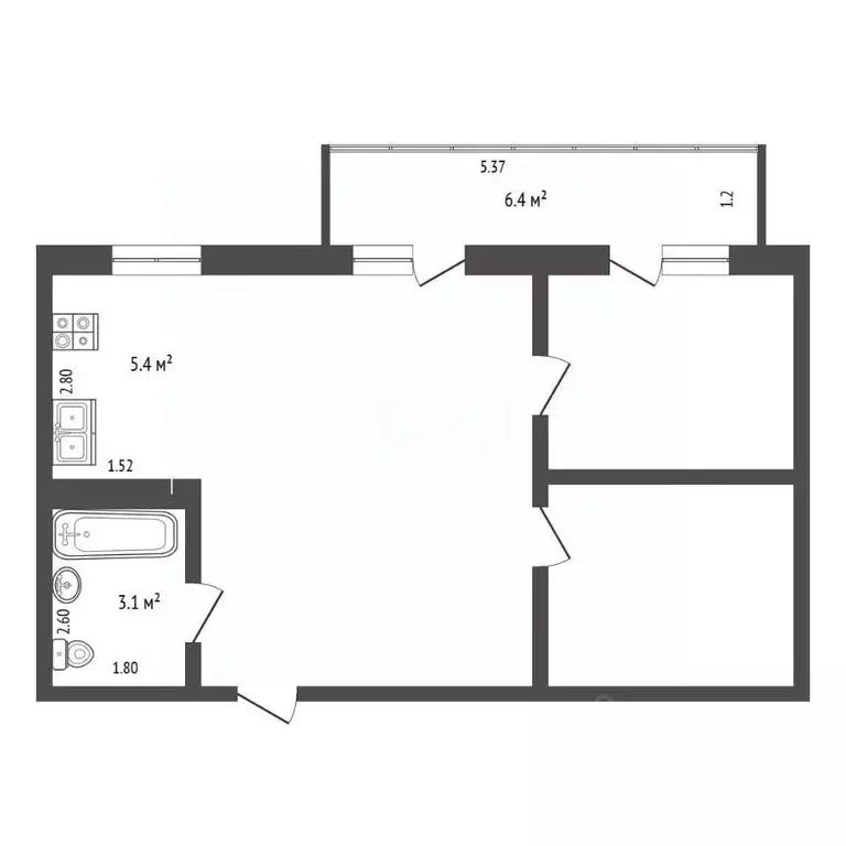 2-к кв. Краснодарский край, Анапа ул. Мирная, 29к1 (57.0 м) - Фото 1