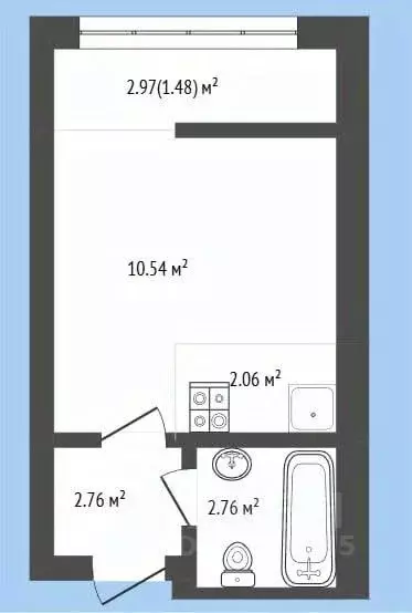 Студия Московская область, Балашиха ул. Яганова, 3 (21.2 м) - Фото 2
