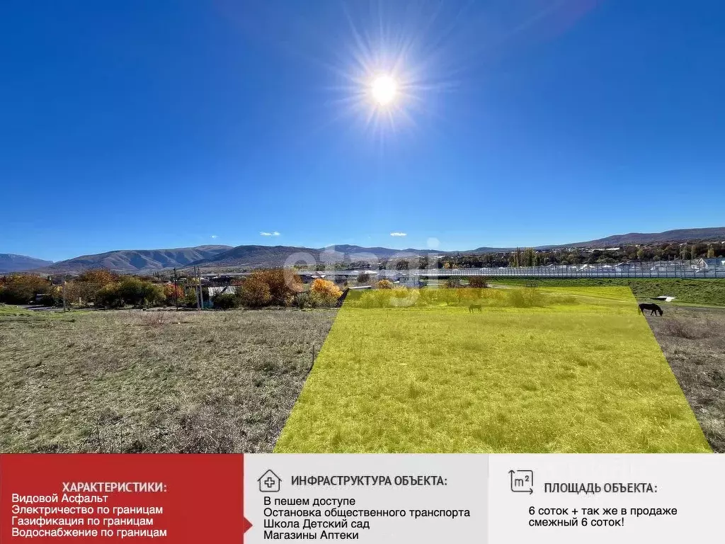 Участок в Крым, Симферопольский район, Добровское с/пос, с. Заречное ... - Фото 1