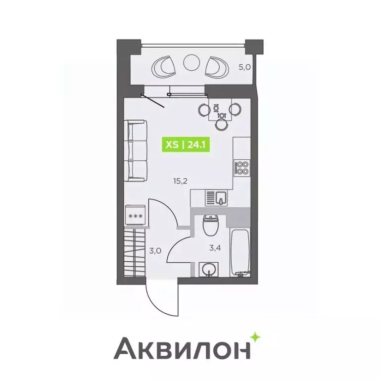 Студия Санкт-Петербург бул. Головнина, 4 (24.1 м) - Фото 1