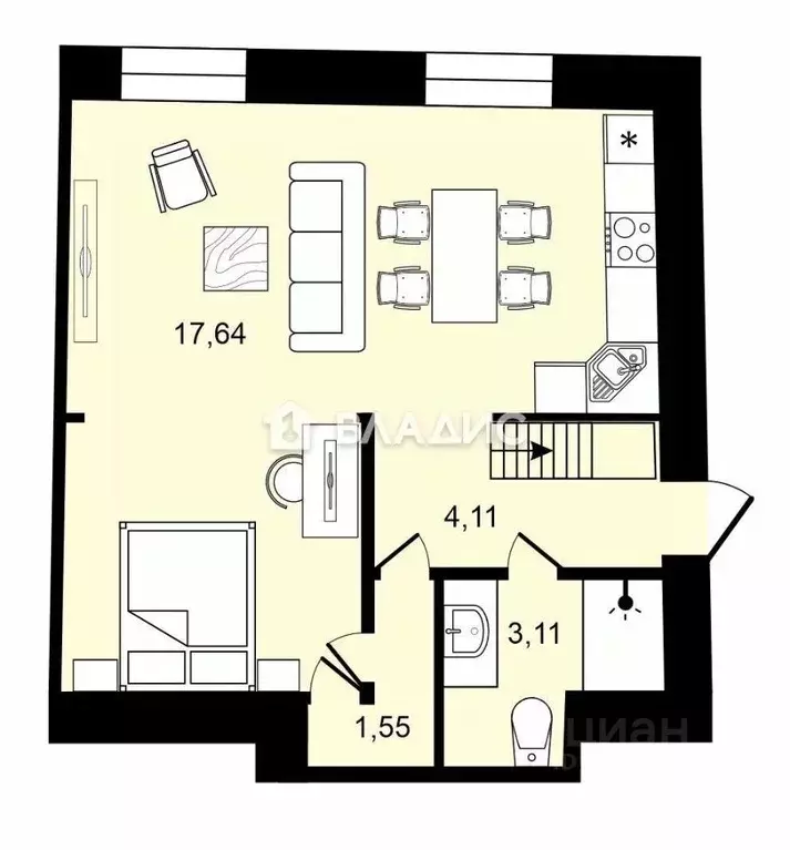1-к кв. Санкт-Петербург ул. Жуковского, 7-9 (34.2 м) - Фото 1